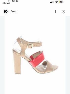 BCBGeneration Beige Sandals with Bright Pink Strap